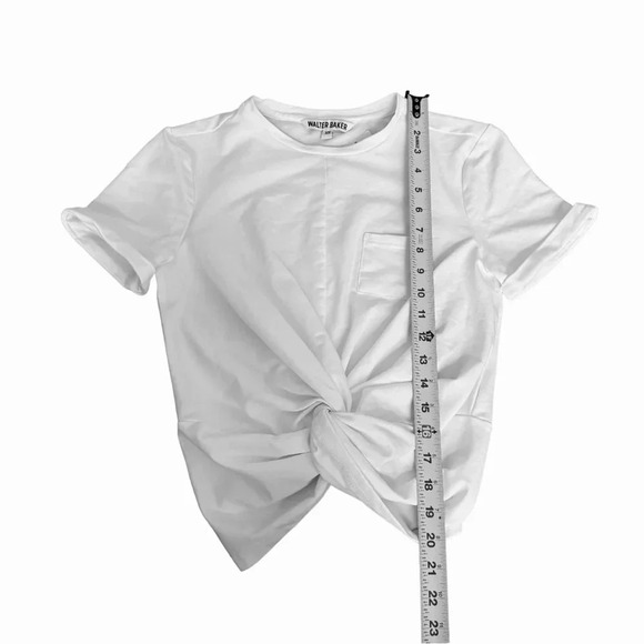 Walter Baker White Camilla Crop Top Twisted Short Rolled Sleeves crew neck XS - Picture 11 of 13